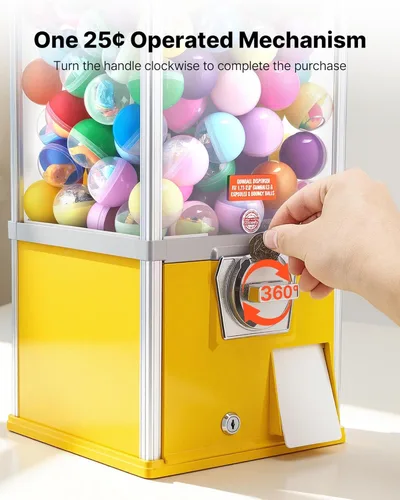 Miniatura 5 de VEVOR Máquina de chicle, dispensador de máquina expendedora de dulces de 21 pulgadas, máquinas expendedoras de 25 centavos para centros comerciales