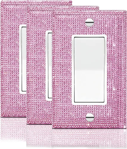 Miniatura 10 de 1 PC Cubierta de placa de pared con diamantes de imitación brillantes en plata, cubre interruptores eléctricos, cubierta decorativa para interruptor