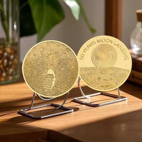 Miniatura 2 de Moneda Apolo Apolo Aniversario Humanos Primer Aterrizaje Monedas Conmemorativas Oro
