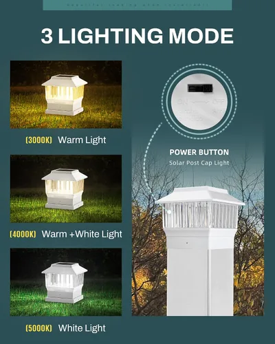 Miniatura 3 de 50 Lumen Luces Solares para Postes, 3 Modos Luces para Deck al Aire Libre, Valla, Tapa de Poste - 4x4 3.5x3.5 4.5x4.5 o 5.5x5.5, Luces LED