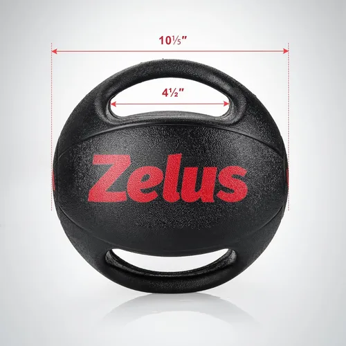 Miniatura 7 de ZELUS Balón medicinal con doble agarre, pelota de ejercicio de 10/20 libras, pelota de peso con asas, pelota de ejercicio con agarre texturizado