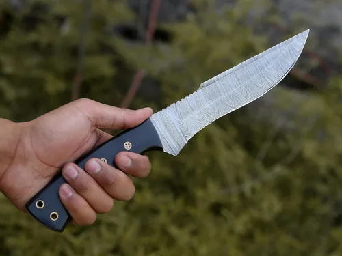 Miniatura 7 de HMC - Cuchillo de acero de damasco, cuchillos de caza de hoja fija, cuchillo de caza de ciervos de espiga completa, cuchillo de manualidades