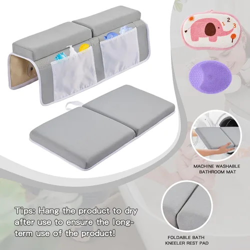 Miniatura 2 de Juego de almohadillas de baño para rodillas y codos, gruesa y suave de secado rápido para el baño del bebé, espuma viscoelástica con organizador