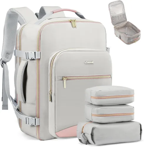 Miniatura 11 de LOVEVOOK Mochila de viaje de 40L aprobada para vuelo, 3 cubos de embalaje, bolsa de viaje impermeable para artículos personales, equipaje de mano