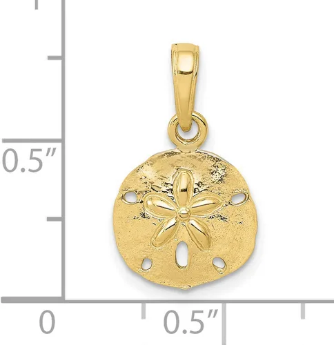 Miniatura 3 de Colgante de oro amarillo de 10 k con dólar de arena envejecida, 0.551 in x 0.433 in, Metal