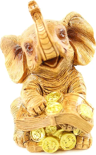 Miniatura 5 de Juego de 4 estatuas de tronco de elefante dorado, riqueza de la suerte de Feng Shui, decoración del hogar, cumpleaños, felicitación, regalo