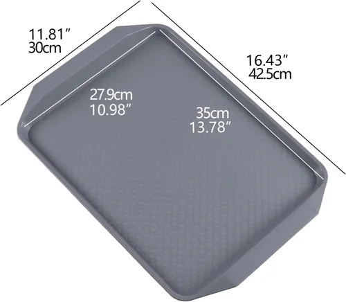 Miniatura 2 de Paquete de 12 bandejas de plástico para comida rápida, bandeja para servir cafetería, gris