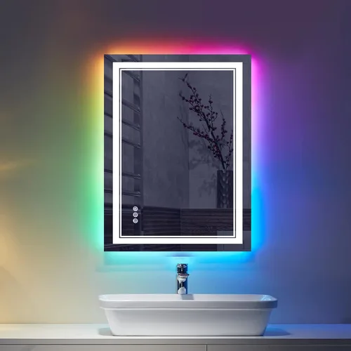 Miniatura 63 de Espejo de baño LED de 72 x 36 pulgadas, retroiluminado y frontal iluminado, espejo de tocador grande iluminado con luces, antiniebla, regulable