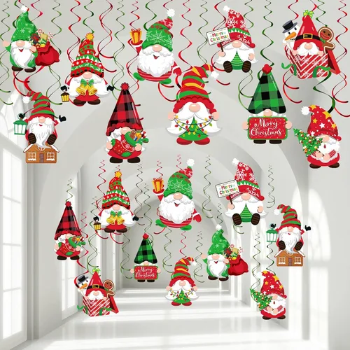 30 Piezas Decoraciones de Remolinos Colgantes de Navidad Gnomos Remolino Colgante, Decoración de Fiesta de Cumpleaños de Vacaciones de Navidad Xmas