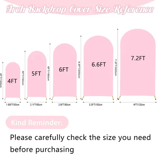 Miniatura 2 de Cubierta de Arco de Boda Ajustada de Spandex 7.2 Pies, Cubierta de Fondo de Arco Rosa, Cubiertas de Soporte de Fondo Chiara de Parte Superior