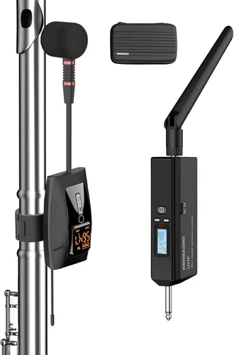 Miniatura 11 de Micrófono de saxofón, sistema de micrófono inalámbrico recargable UHF con transmisor y receptor de rango de 196 pies, micrófono de condensador