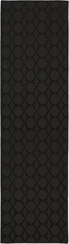 Garland Rug Sparta - Alfombra antideslizante de polipropileno de 2 pies x 12 pies, color negro, ideal para salas de estar y pasillos, elegante y