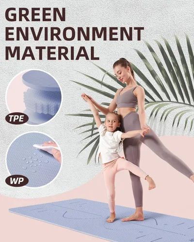 Miniatura 4 de YOTTOY Esterilla de Yoga, 72"x 32"x1/3" Extra Ancha Antideslizante para Ejercicio Fitness Yoga, Esterillas Ecológicas de TPE para Ejercicio para Nilo