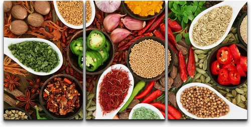 Miniatura 142 de wall26 Lienzo enmarcado para pared, juego de arte de hierbas, verduras y condimentos en madera, alimentos, fotografía cultural, realismo, paisaje