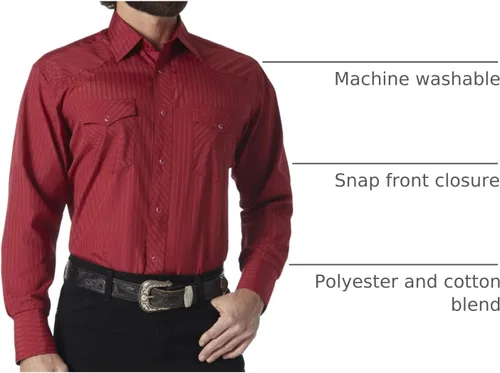 Miniatura 19 de Wrangler Camisas deportivas de manga larga con botones a presión y dos bolsillos para hombre