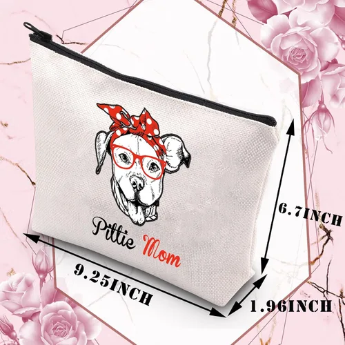 Miniatura 2 de BDPWSS Pittie Mom Gift Pitbull Dog Lovers Bolsa de maquillaje Pitbull Mama Regalo del Día de la Madre Crazy Dog Lady Bolsa de Cosméticos para Amigo