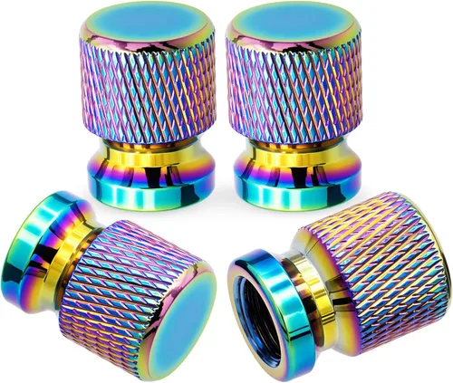 Miniatura 71 de 4 piezas de tapas de válvula de rueda con estilo púas, cubiertas universales de válvula de rueda de aleación de aluminio a prueba de polvo