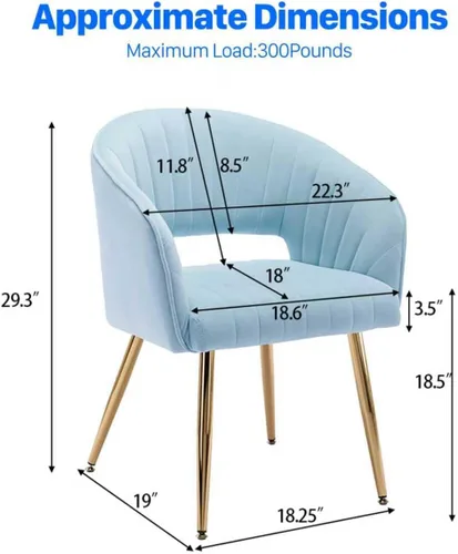 Miniatura 3 de KCC Silla de Escritorio Moderna de Terciopelo Sillón de Acento Tapizado Sillas Copetudas Sillas de Comedor, Sillas de Tocador Copetudas Silla