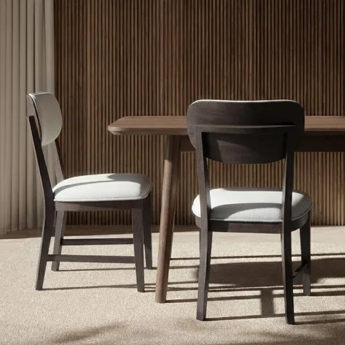 COLAMY Juego de 2 sillas de comedor de madera maciza, modernas sillas de cocina tapizadas de mediados de siglo con cojín de 3.3 pulgadas de grosor,