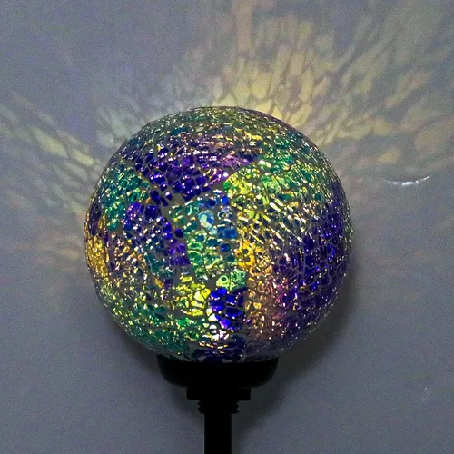Miniatura 5 de VCUTEKA Luces solares decorativas para exteriores – Estacas solares de mosaico para jardín, luz LED impermeable para paisaje, césped, patio, Azul-2
