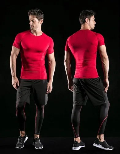 Miniatura 7 de ATHLIO Paquete de 1 o 3 camisetas de compresión de manga corta para hombre, camisetas deportivas de capa base, camiseta de entrenamiento atlético