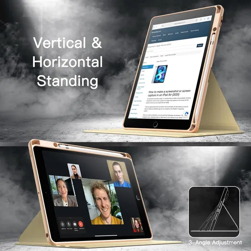 Miniatura 7 de JETech Funda giratoria para iPad 9/8/7 (10.2 pulgadas, modelo 2021/2020/2019, 9ª/8ª/7ª generación) con soporte para lápiz, rotación de 360 grados