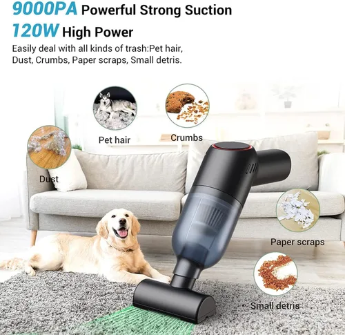 Miniatura 3 de Aspiradora de mano inalámbrica para pistola de acolchonamiento, accesorios para alfombras, mini aspiradora, 9000 PA 120 W, aspiradora portátil