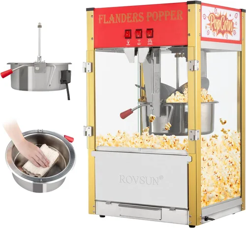 Miniatura 9 de ROVSUN Máquina comercial de palomitas de maíz estilo cine con hervidor de 16 onzas, máquina para hacer palomitas de maíz para encimera con cuchara