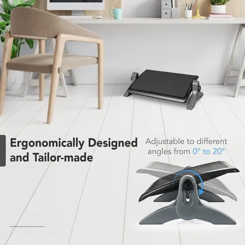 Miniatura 7 de EHO Otomano, reposapiés ergonómico para debajo del escritorio, altura y ángulo ajustables, plataforma de goma, antideslizante, soporte de tobillo