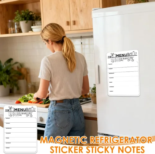 Miniatura 6 de Planificador semanal magnético de comidas para refrigerador, tablero de menú de borrado en seco de 8 x 12 pulgadas, pizarra blanca resistente a