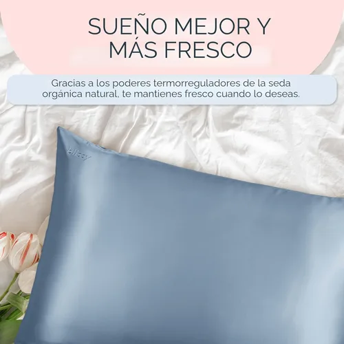 Miniatura 6 de Funda de almohada 100% de seda de morera pura de Blissy, fibras de alta calidad 6A con densidad de 22 momme, para el cuidado del cabello y la piel