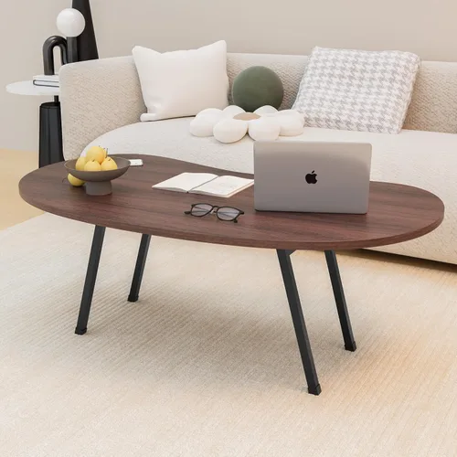 Miniatura 2 de Mesa auxiliar plegable, mesa de centro moderna de mediados de siglo irregular, mesa plegable de riñón, mesas de centro pequeñas de granja, mesa Nogal