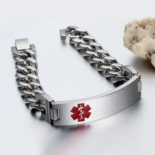 Miniatura 7 de Pulseras de identificación de alerta médica personalizadas para mujeres y hombres, pulseras médicas de emergencia para adultos, pulseras médicas
