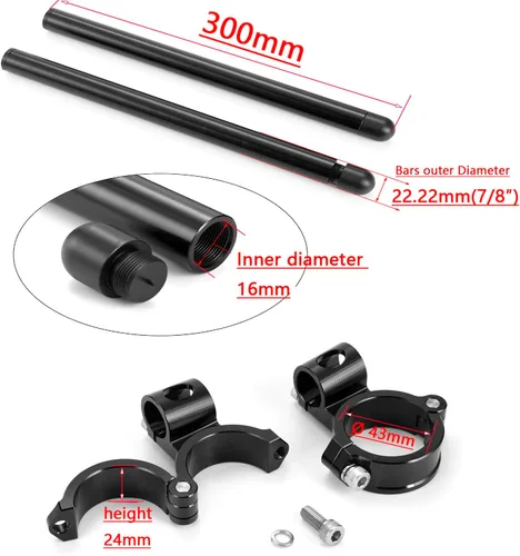Miniatura 3 de Φ43mm clip ons manillar apto para motocicleta tenedor tubo Φ43mm, cafe racer construir clip en barras Φ 7/8 "CNC aluminio mecanizado