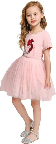 Miniatura 3 de YOFEEL Vestido de verano para niñas pequeñas de manga corta tutú longitud hasta la rodilla
