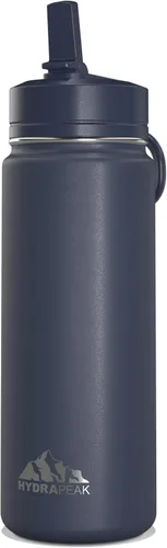 Miniatura 11 de Hydrapeak Mini botella de agua para niños de 20 onzas con tapa con pajilla, doble pared de acero inoxidable, a prueba de fugas y derrames, fría