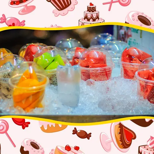 Miniatura 3 de Cunhill Paquete de 50 tazas de postre con tapas de cúpula, vasos de plástico desechables con tapas transparentes para mascotas (sin agujero)