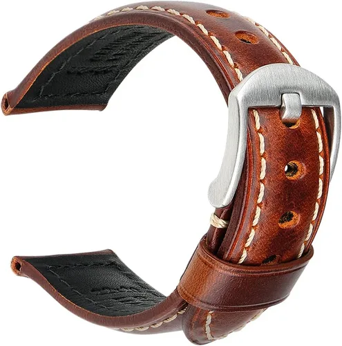 REZERO - Correa de reloj MAIKES de piel, vintage, 5 colores, 18 mm, 19 mm, 20 mm, 21 mm, 22 mm, 23 mm, 24 mm, 26 mm, correa de piel engrasada