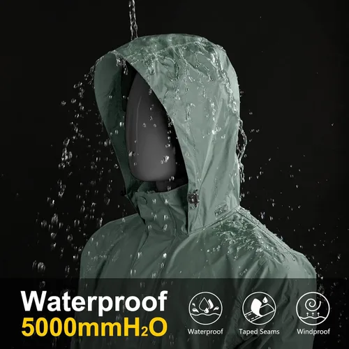 Miniatura 105 de 33,000ft - Chaqueta de lluvia impermeable y plegable para hombre, ligera, con capucha, cortavientos ideal para golf o ciclismo
