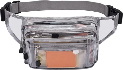 Miniatura 24 de Riñonera transparente aprobada por estadios para mujeres, para el trabajo, bolsa de cintura multiusos para viajes y eventos deportivos, Aguamarina