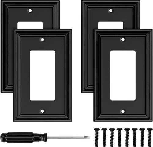 Placa Decorativa Moderna Negra para Interruptor de Luz Cubierta de Interruptor de Luz Cubiertas de Tomacorriente Decorativo Placas de Interruptor