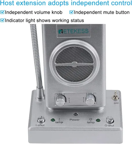 Miniatura 5 de Retekess TW102 Intercomunicador de ventana, sistema de intercomunicación, micrófono de 8 M, micrófono inalámbrico de conexión, altavoz para escuela
