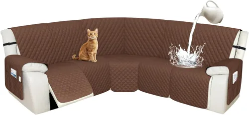 Miniatura 58 de Arfntevss Fundas de sofá modular reclinable, 100% impermeable, en forma de L, para sillón reclinable en forma de L, funda seccional lavable