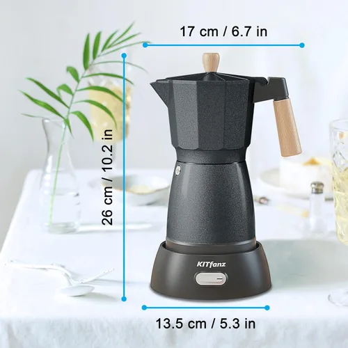 Miniatura 8 de Cafetera Eléctrica de Café Espresso, Cafetera Italiana, Olla Moka Eléctrica, Cafetera Cubana, Cafeteras Eléctricas Portátiles Espresso con Base