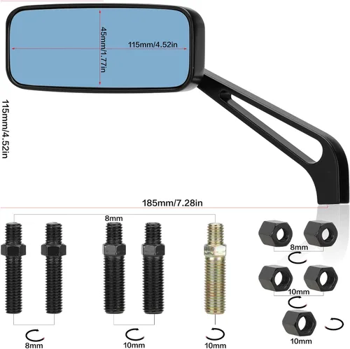 Miniatura 3 de LKV Espejos de motocicleta con perno de 8 mm y 10 mm, espejos retrovisores laterales universales para manillar, compatibles con Honda Grom Kawasaki