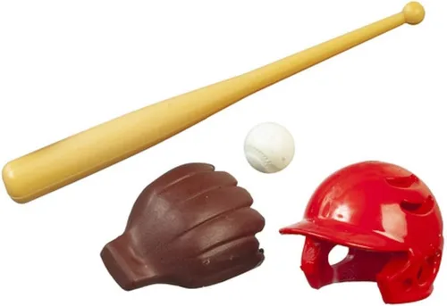 Melody Jane Dollhouse - Casco de béisbol americano, guante de murciélago y accesorios deportivos para juegos de pelota