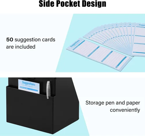 Miniatura 5 de xydled Caja de sugerencias con cerradura montable en pared de metal para donación/boleta/votación/colección/caja de depósito de llaves con 50