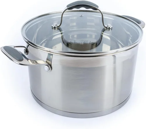 Miniatura 14 de David Burke Stature - Sartén de acero inoxidable de 1.75 cuartos de galón con tapa de tensión, apta para horno, color gris cepillado