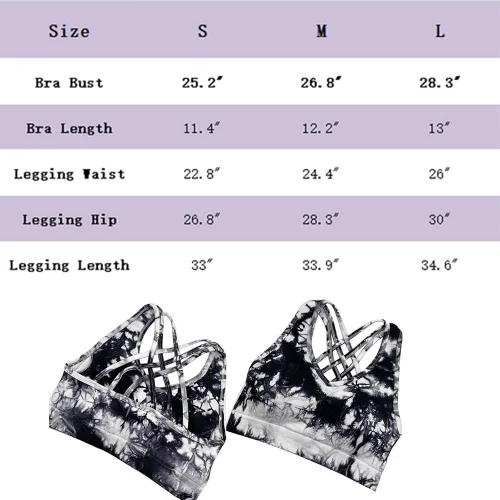 Miniatura 7 de YuMENo Conjuntos de entrenamiento de teñido anudado para mujer, 2 piezas, sin costuras, cintura alta, leggings de yoga con brasier deportivo, ropa