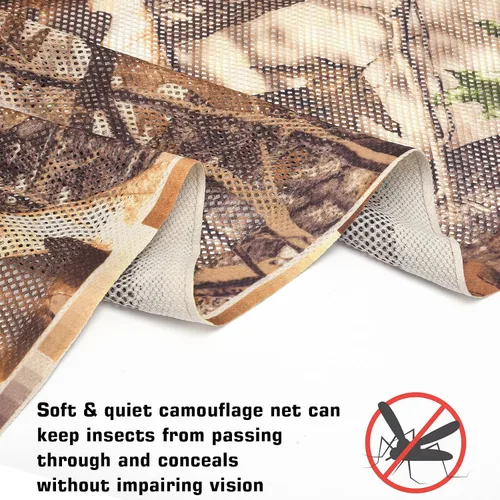 Miniatura 3 de FLYEGO Red de camuflaje de camuflaje, malla silenciosa de camuflaje transparente para ocultación, soporte de árbol, caza, sombrilla, decoración